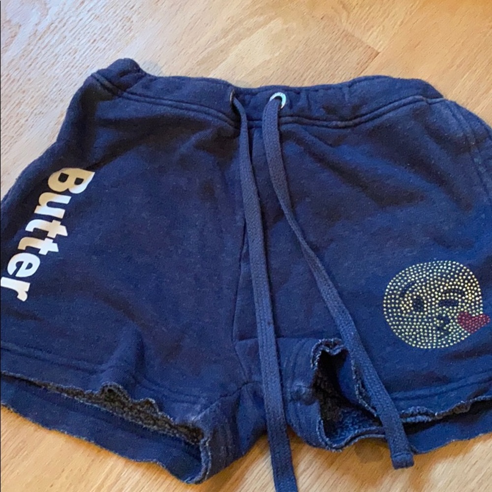 Butter shorts with rhinestone emoji